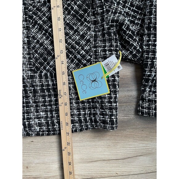 CeCe Tweed Cropped Jacket Size Large Herringbone Pockets MSRP 139.00 - Picture 9 of 9